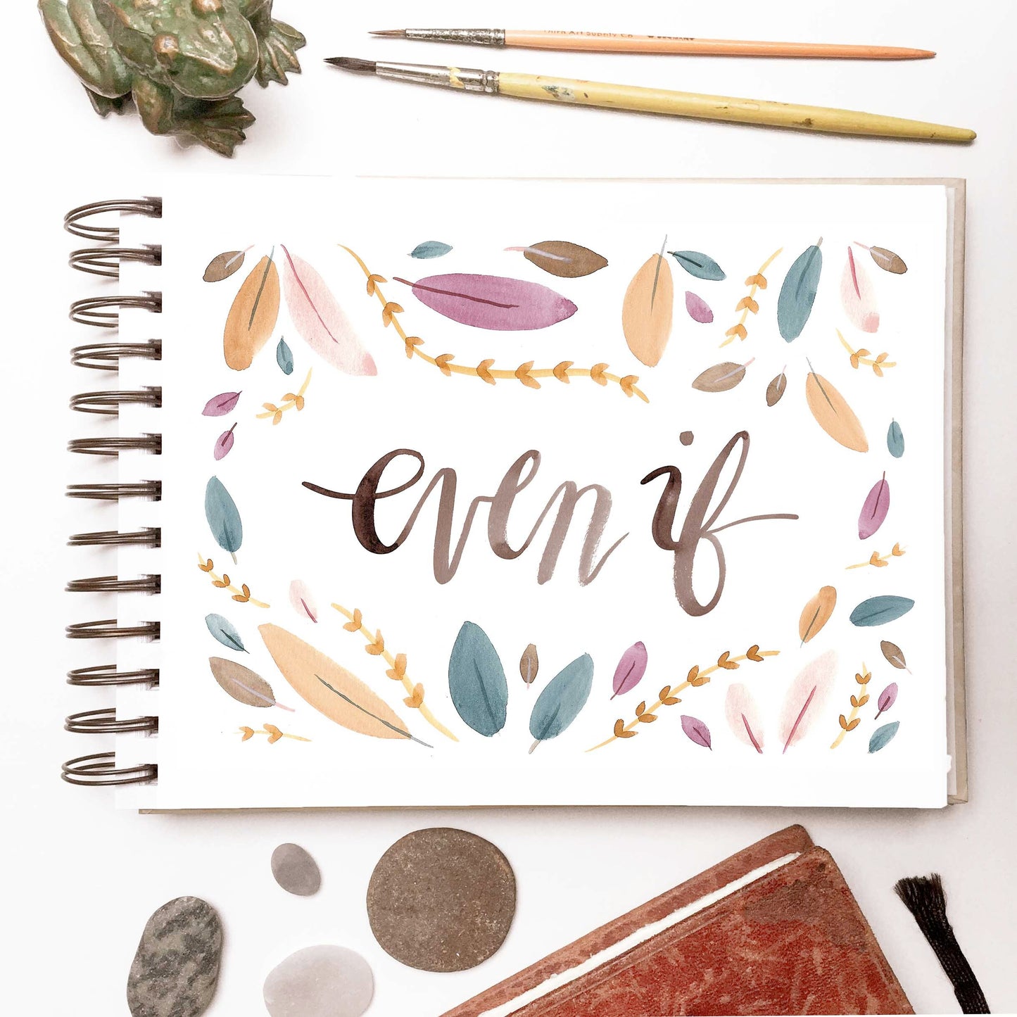 Even If watercolor print . Handlettered words inspirational wall art . Positive mindset encouragement gift for her Do hard things home decor