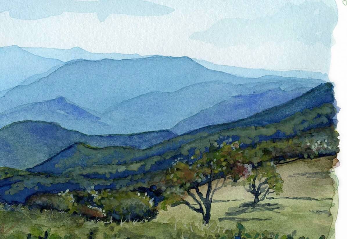 Roan Mountain watercolor print | Tennessee landscape painting | Hiking wall art