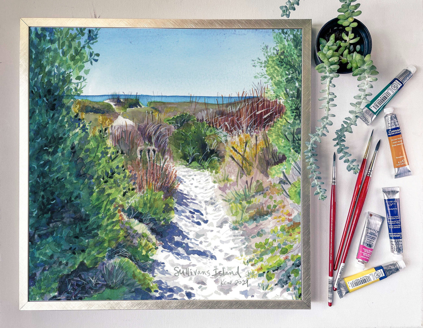 South Carolina Coastline Watercolor Print | Island & Beach Artwork | Coastal Dunes Landscape Decor