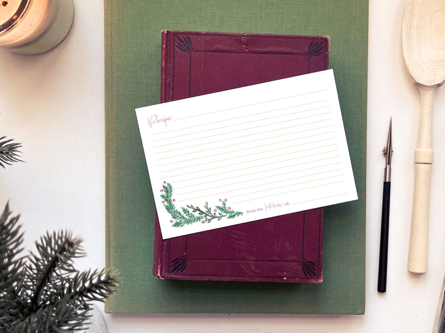 Simple Printable Holiday Recipe Card . Digital Download Baking Notecard . Illustrated Christmas Cookie Index Card