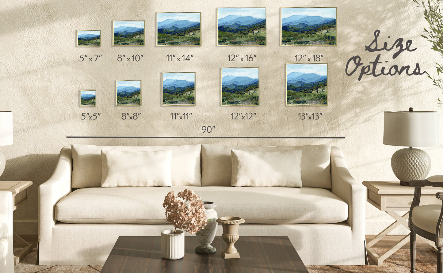 Roan Mountain watercolor print | Tennessee landscape painting | Hiking wall art