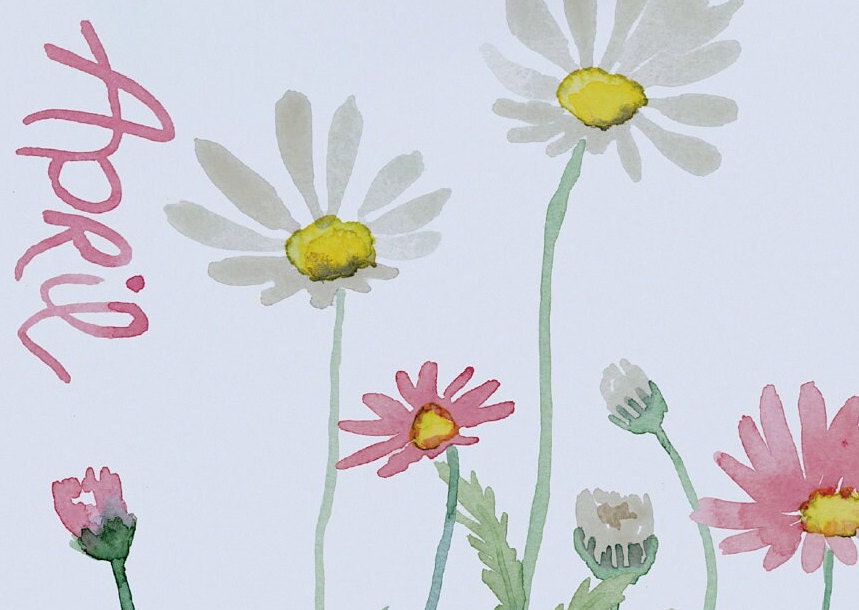 Daisy birth flower simple watercolor painting | April birthday wall art | Mother's Day gift for her