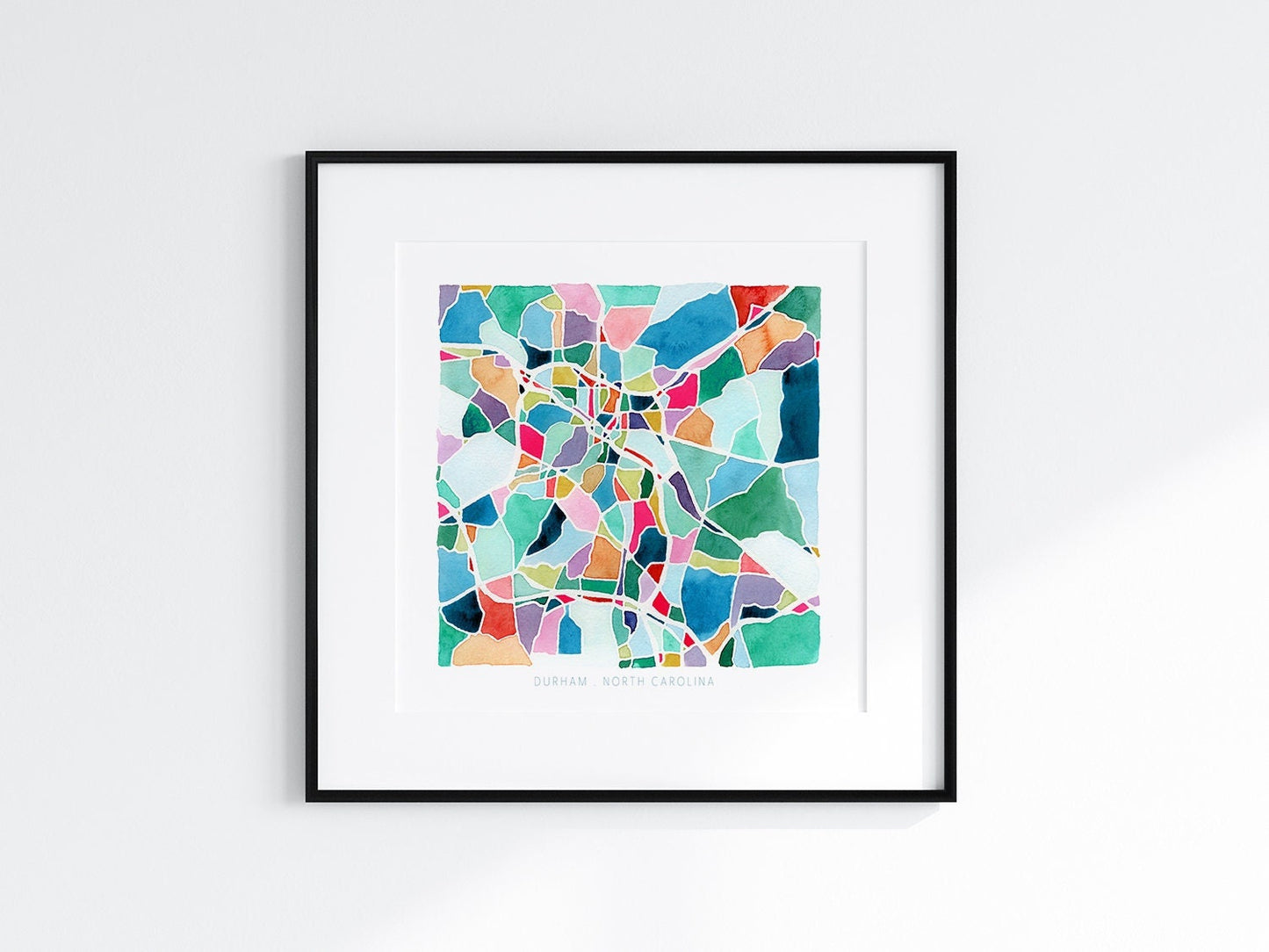 Durham, NC map | North Carolina watercolor painting | Housewarming gift