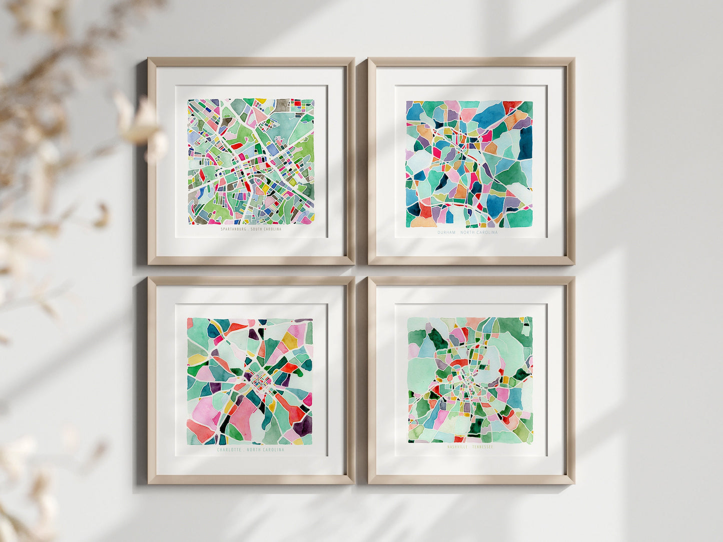 Durham, NC map | North Carolina watercolor painting | Housewarming gift