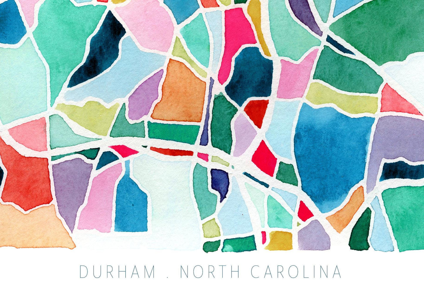 Durham, NC map | North Carolina watercolor painting | Housewarming gift
