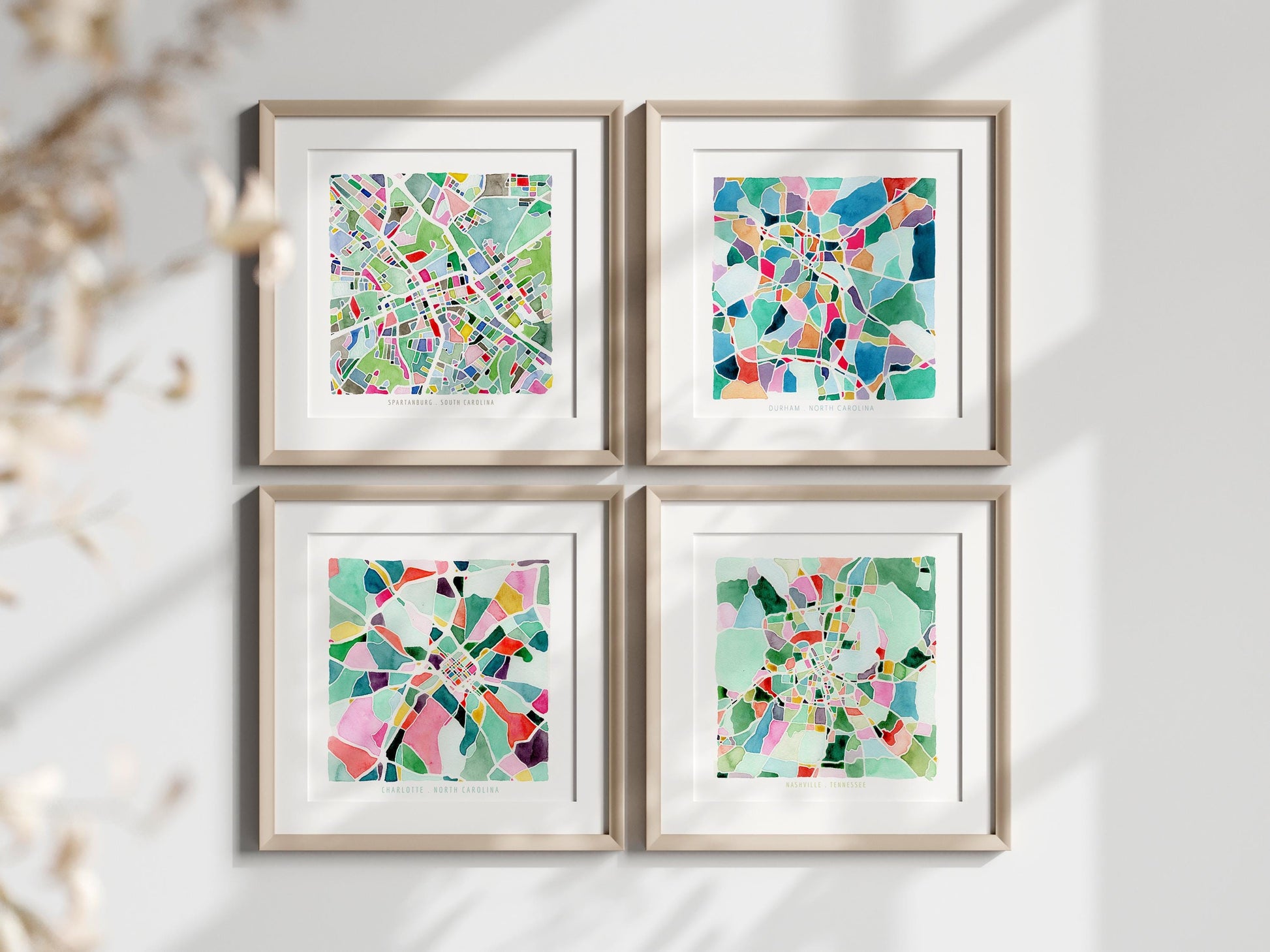 Columbia, SC street map | South Carolina mosaic watercolor painting | Housewarming gift