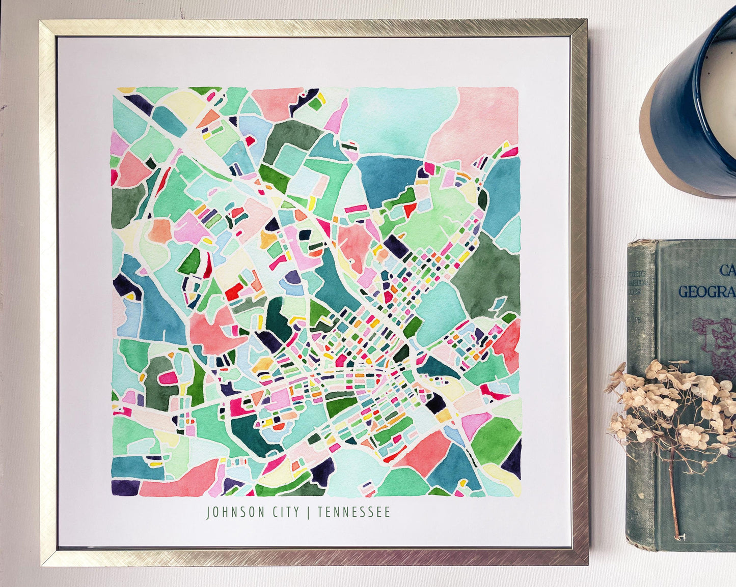 NEW Johnson City, TN city map | Tennessee abstract painting | Mosaic street map