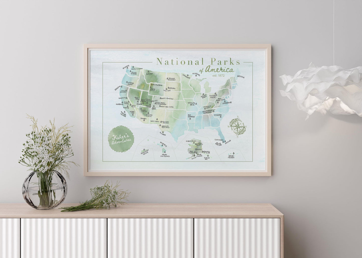 US National Parks Map | National Parks of America travel poster