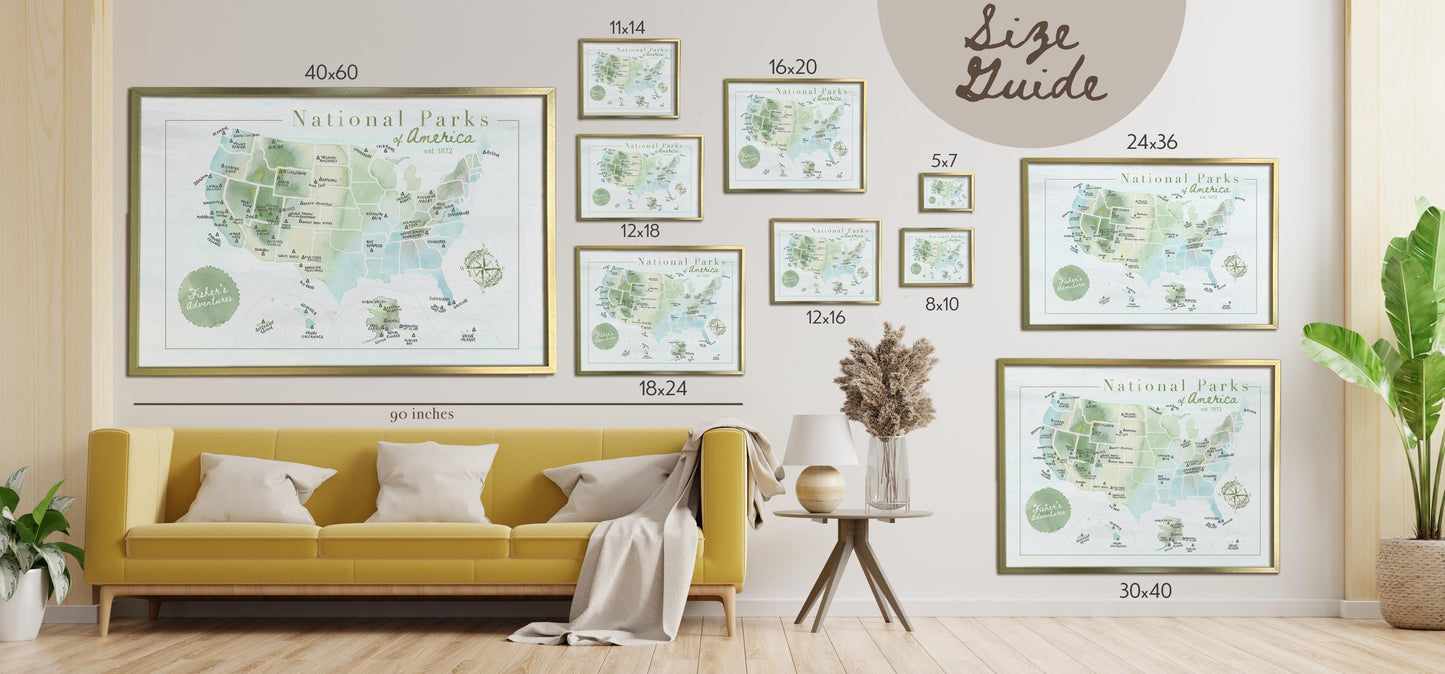 US National Parks Map | National Parks of America travel poster