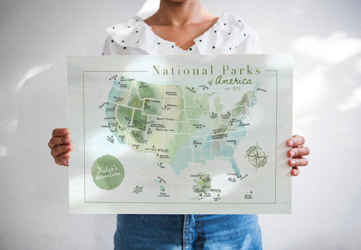 US National Parks Map | National Parks of America travel poster