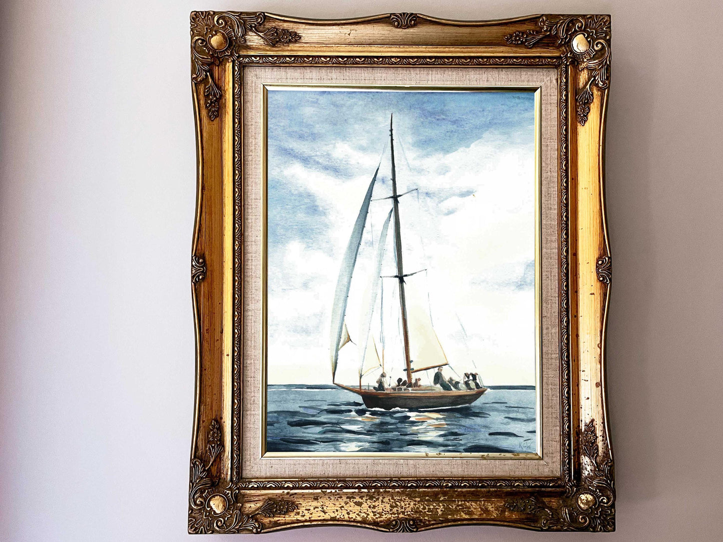Sailboat watercolor print | New England sailing painting | I am not afraid of storms
