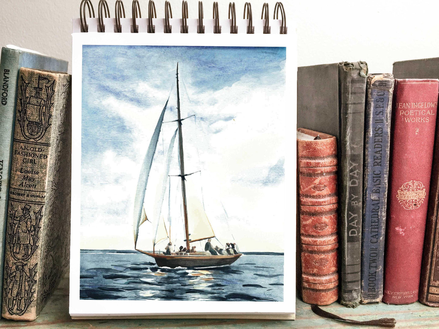 Sailboat watercolor print | New England sailing painting | I am not afraid of storms