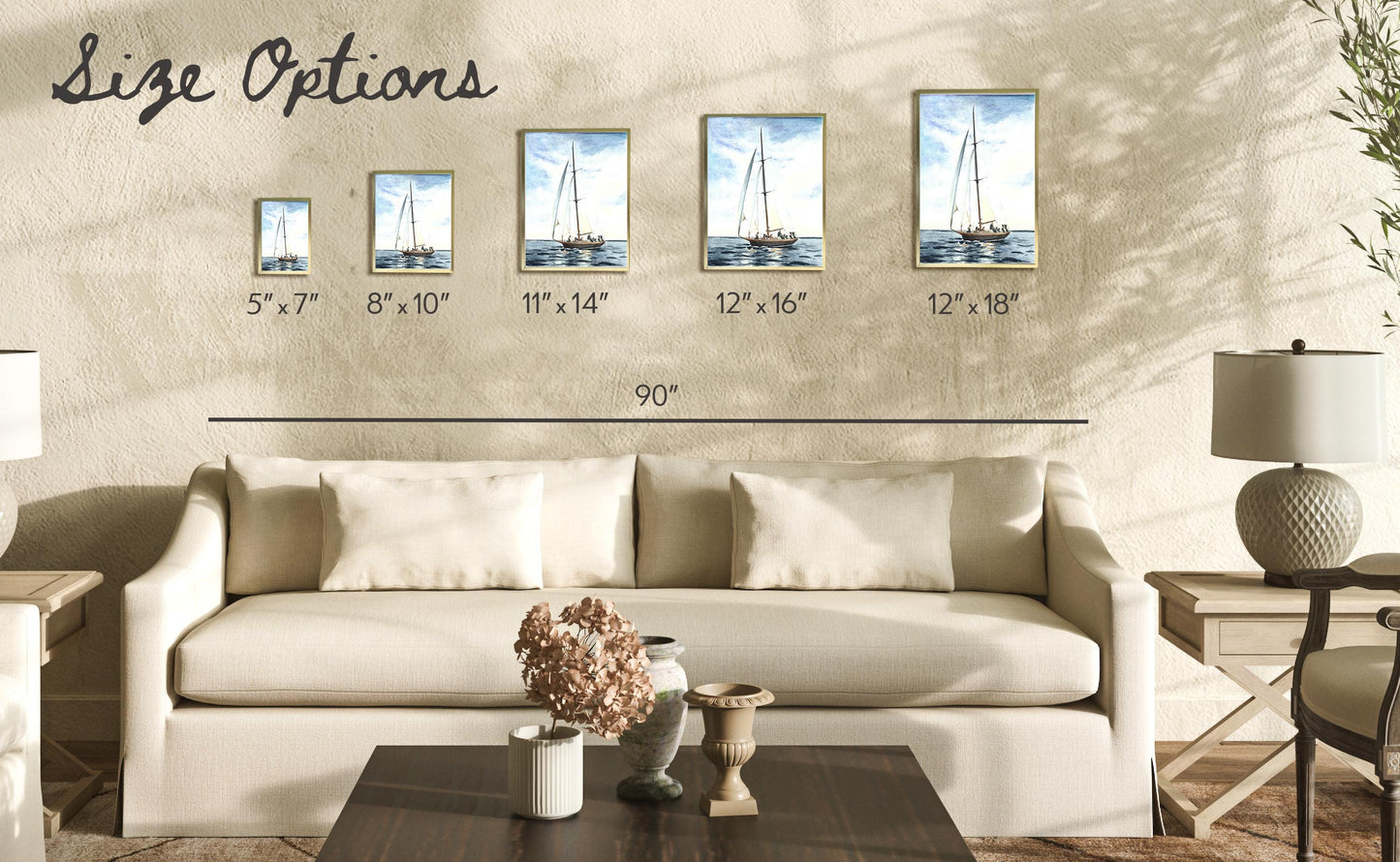 Sailboat watercolor print | New England sailing painting | I am not afraid of storms
