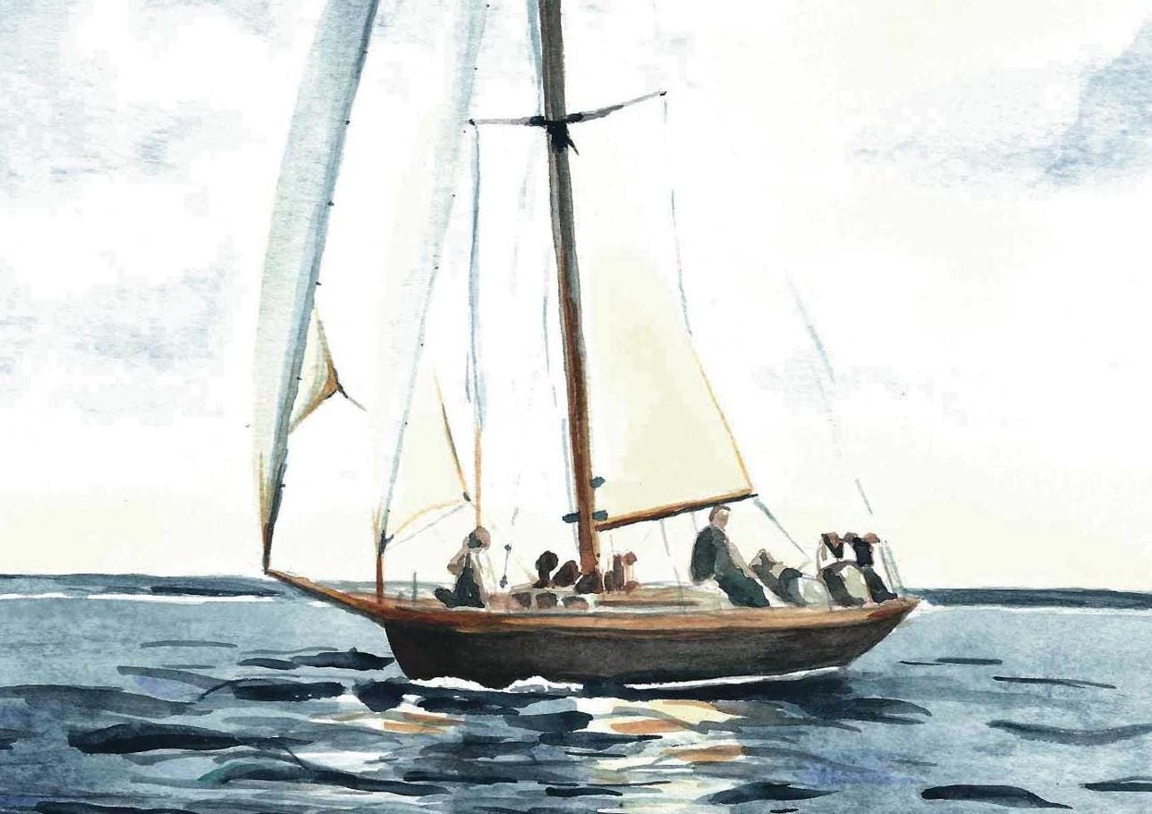 Sailboat watercolor print | New England sailing painting | I am not afraid of storms
