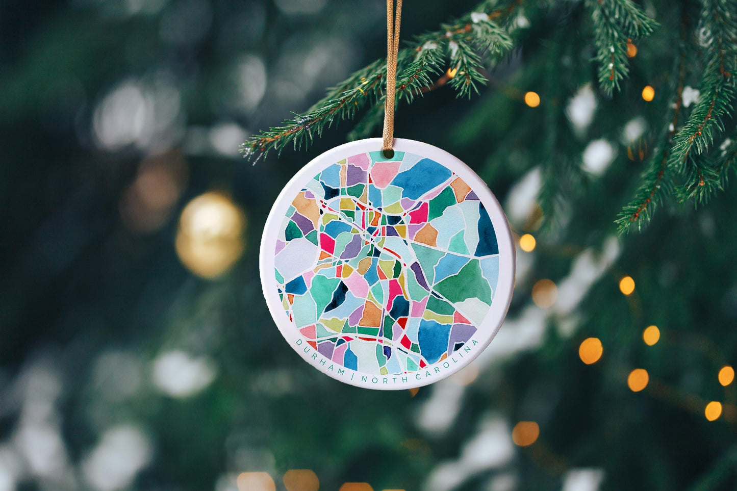 Durham NC Christmas Ornament | Elegant ceramic holiday decoration