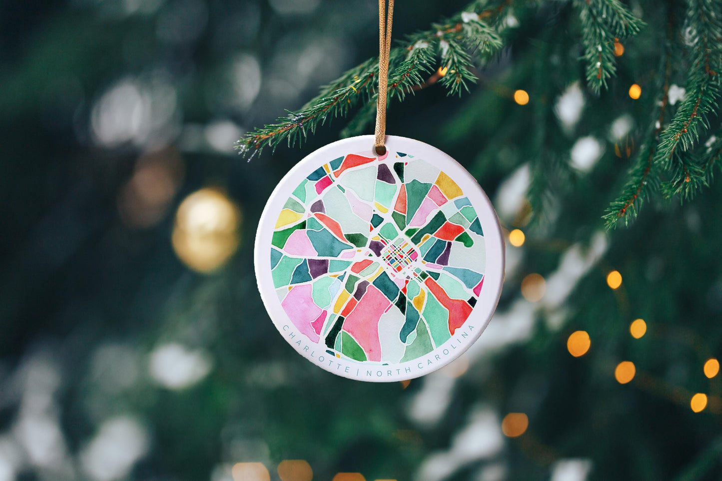 Charlotte NC Christmas Ornament | Elegant ceramic holiday decoration