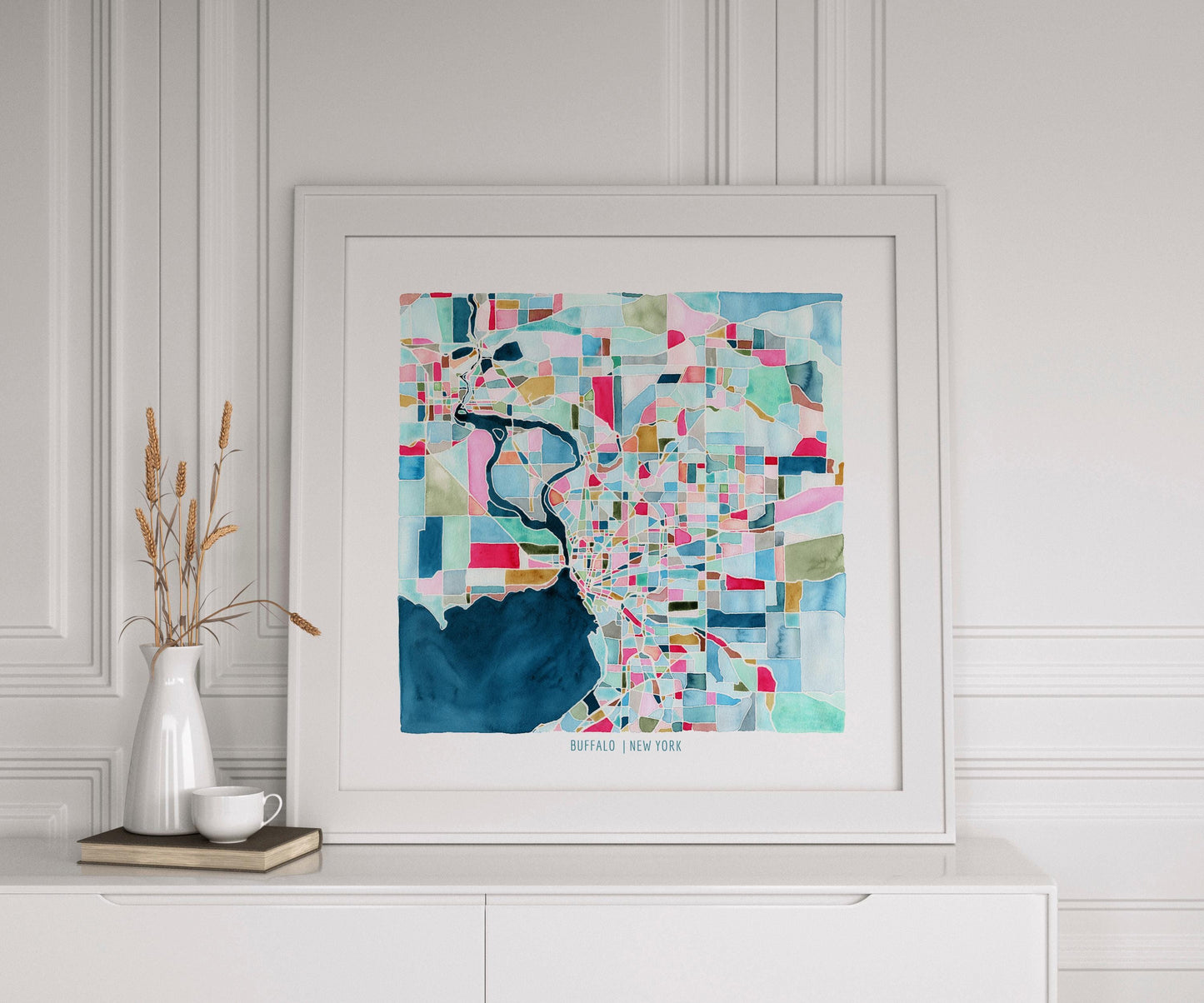 Buffalo, NY city map | Niagara Falls, New York abstract painting | Maximalist street map