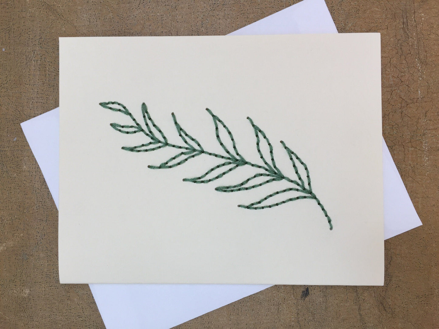 Fern . Hand Embroidered Card . Botanical Card