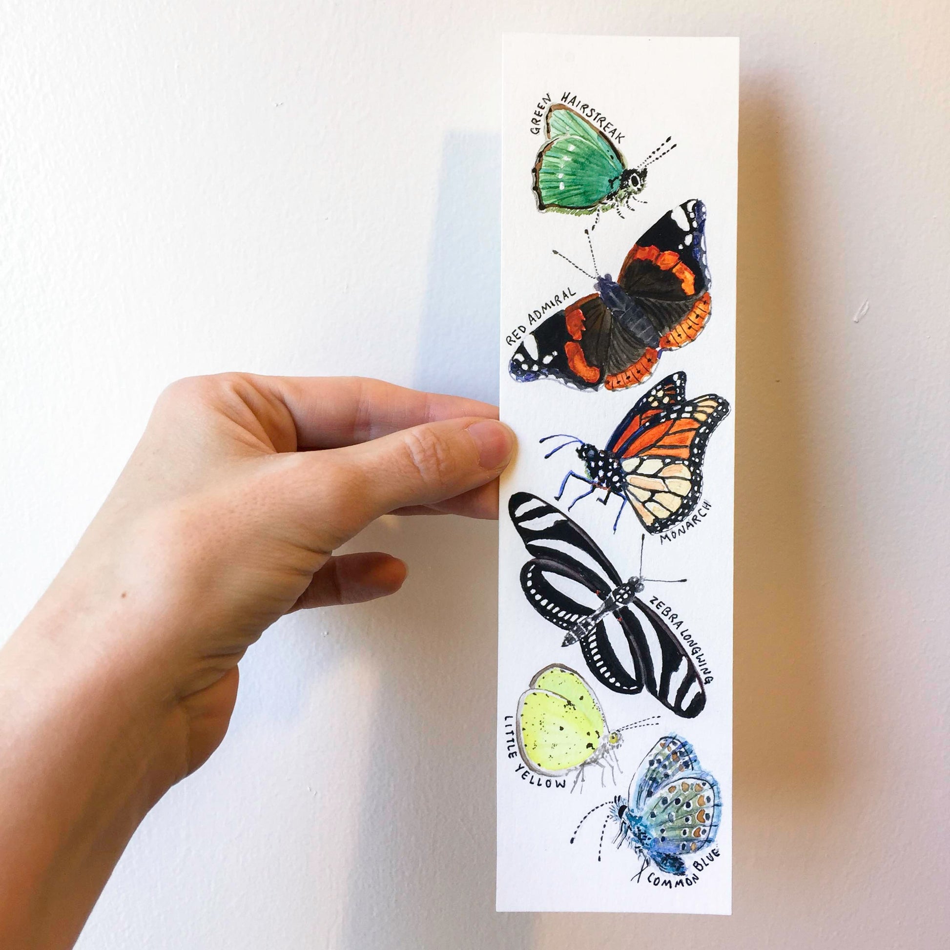 Butterflies bookmark | Watercolor field guide bookmark | Miniature nature painting