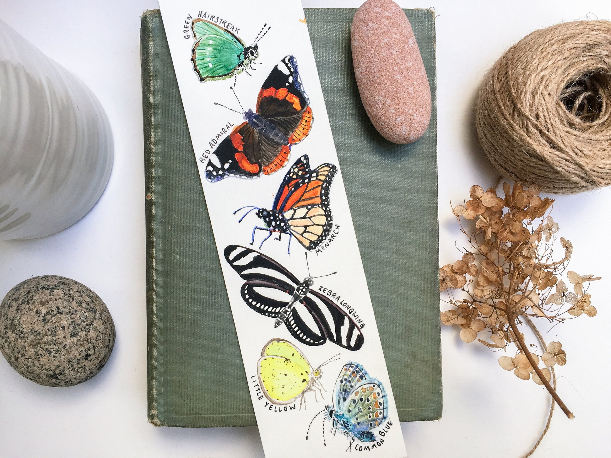 Butterflies bookmark | Watercolor field guide bookmark | Miniature nature painting