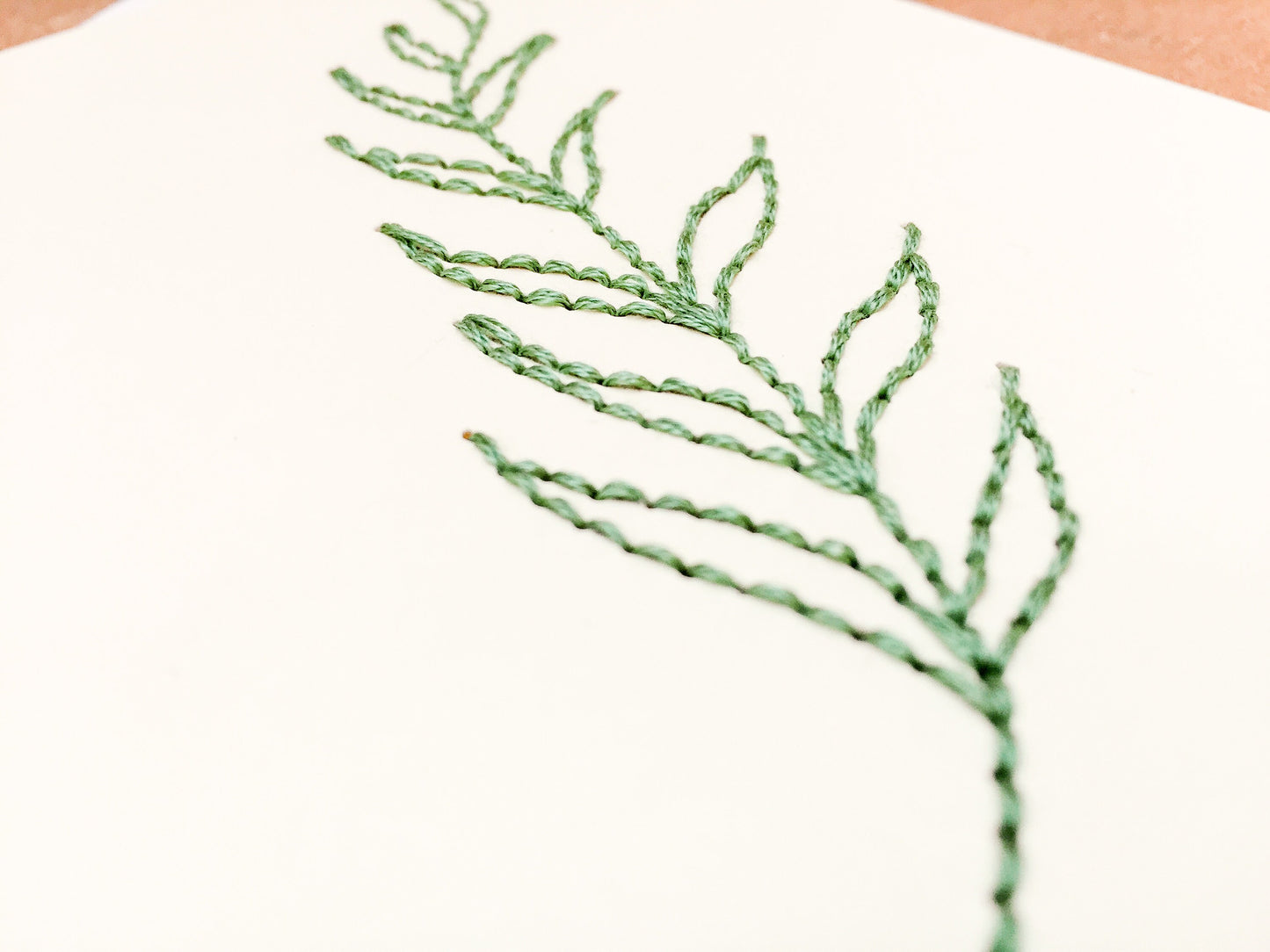 Fern . Hand Embroidered Card . Botanical Card