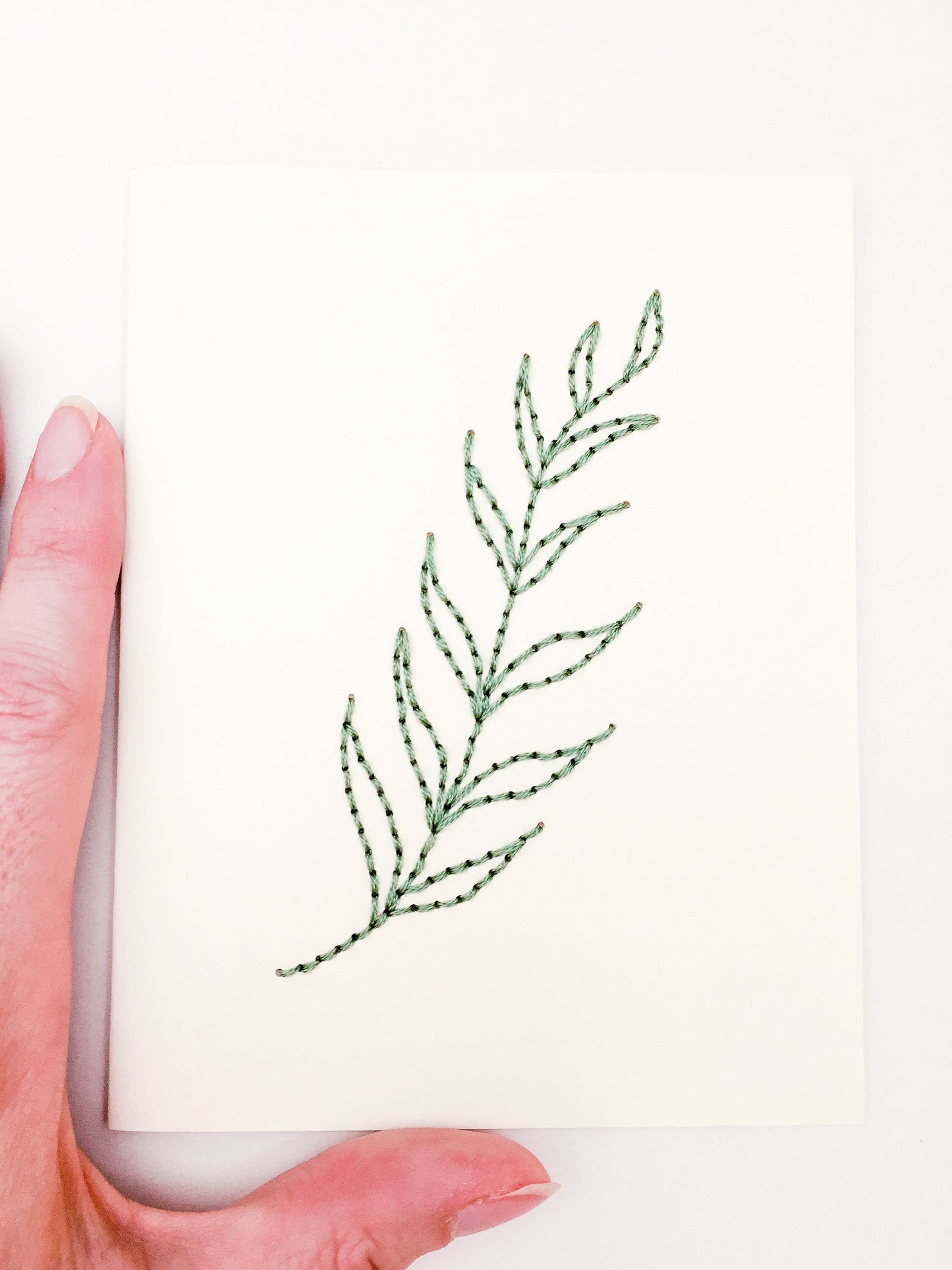 Fern . Hand Embroidered Card . Botanical Card