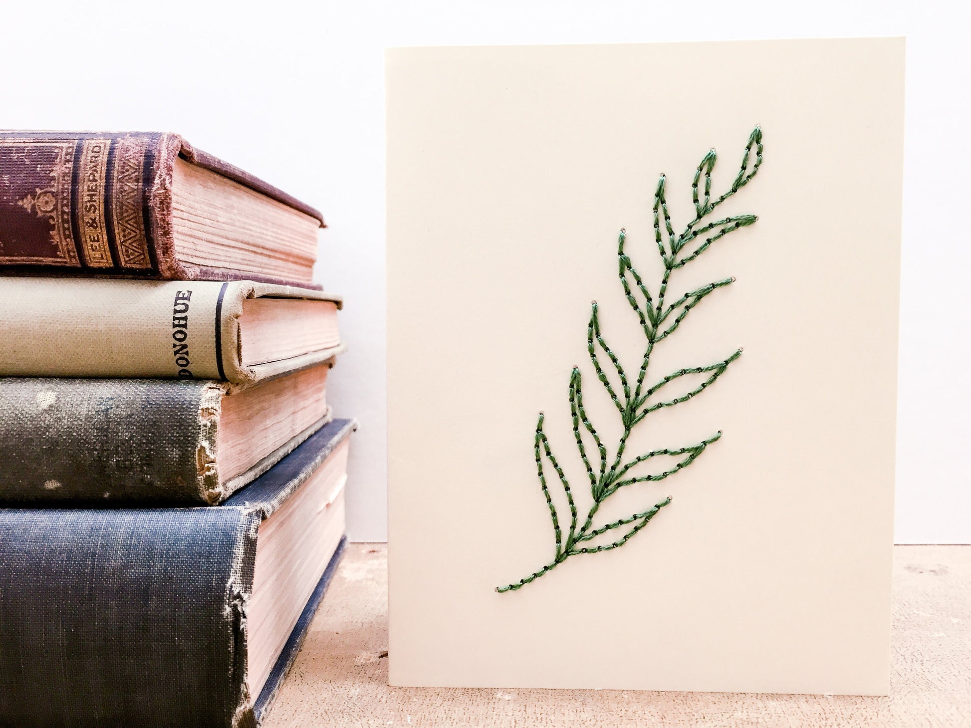 Fern . Hand Embroidered Card . Botanical Card