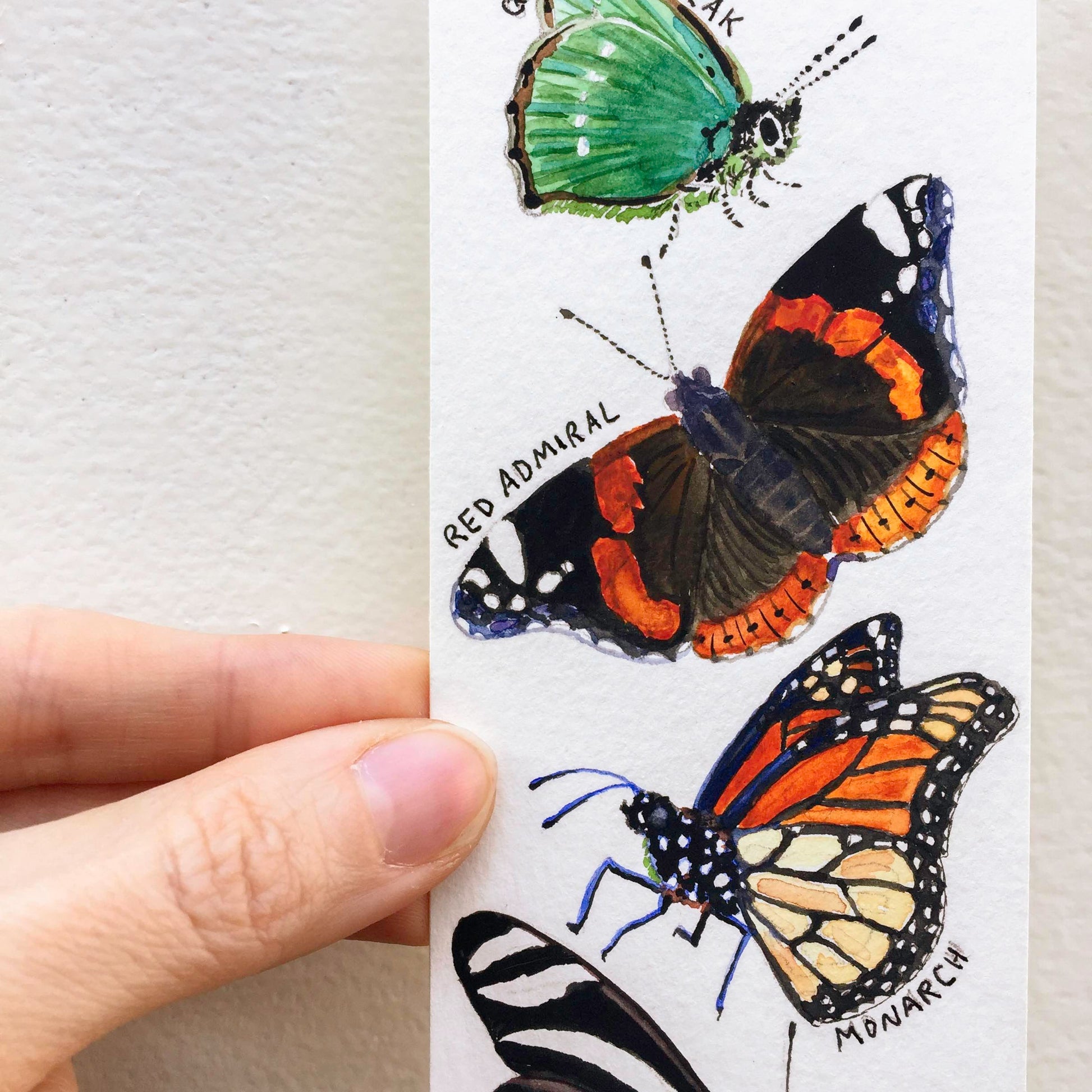 Butterflies bookmark | Watercolor field guide bookmark | Miniature nature painting