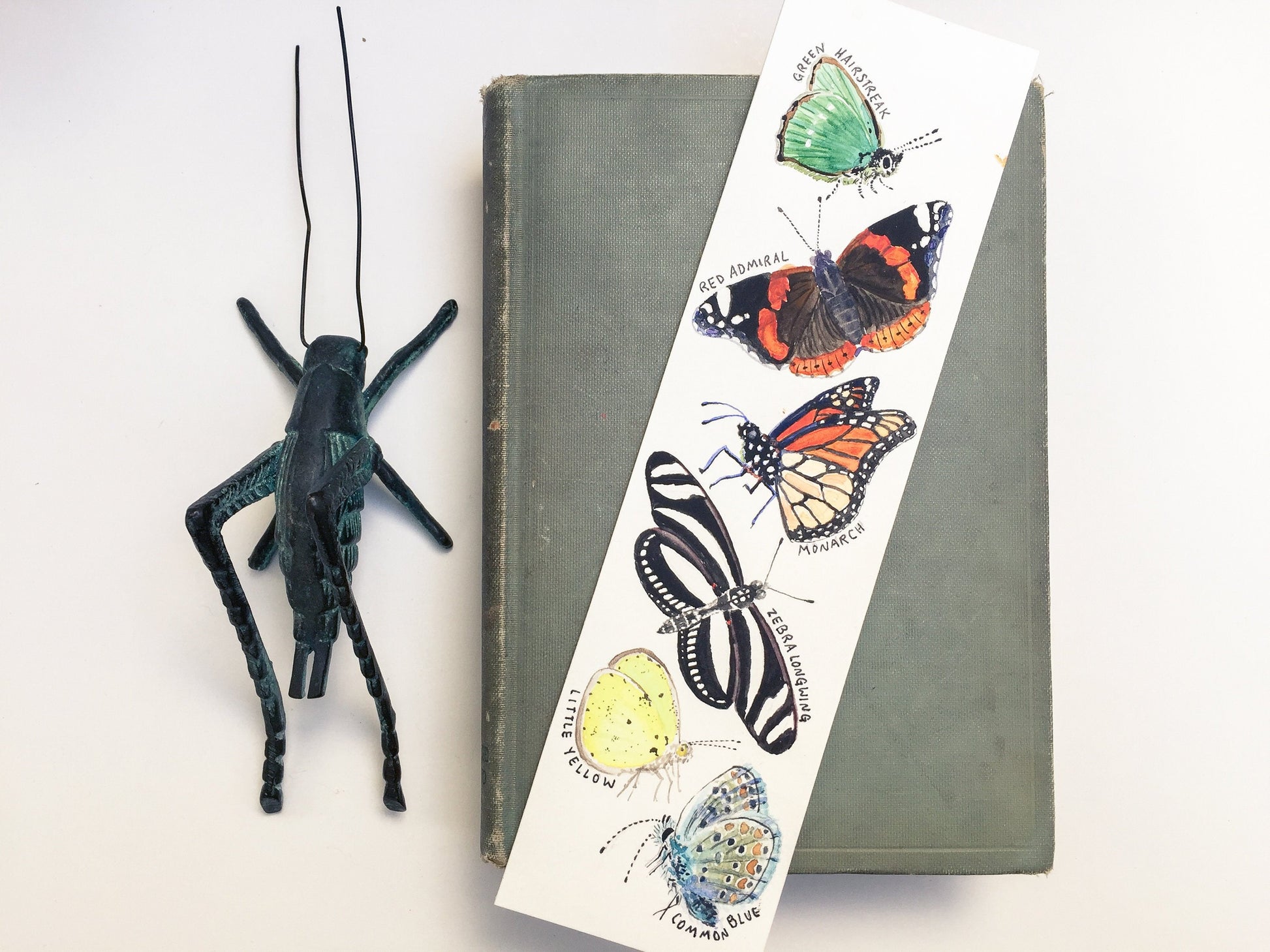 Butterflies bookmark | Watercolor field guide bookmark | Miniature nature painting