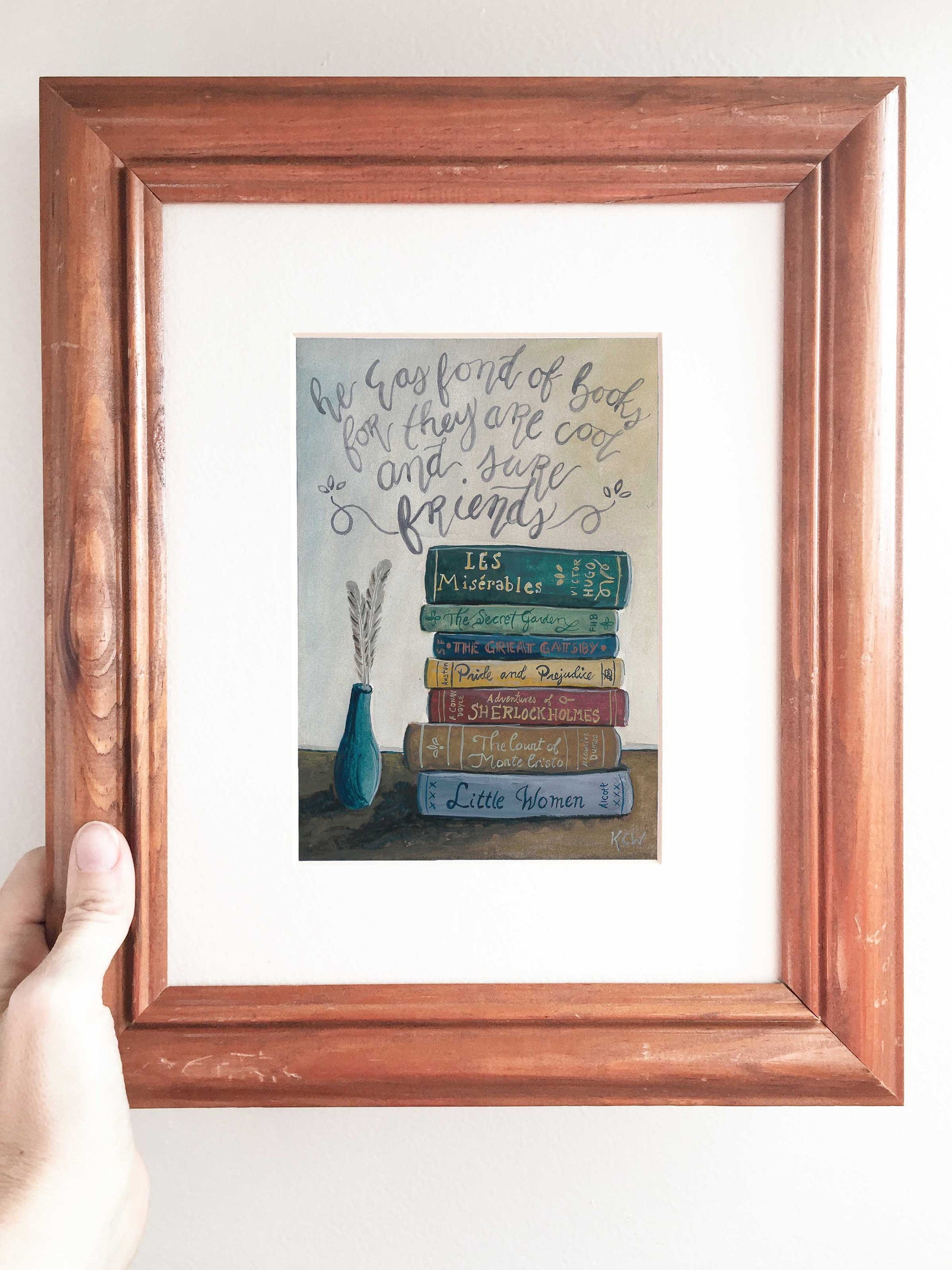 Classic Lit Bookstack painting | Les Miserables watercolor painting | Victor Hugo quote for Enneagram 5