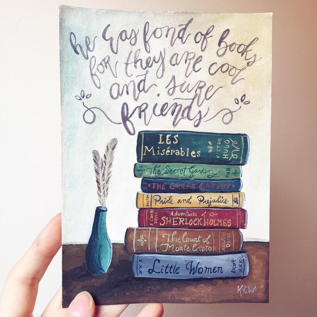 Classic Lit Bookstack painting | Les Miserables watercolor painting | Victor Hugo quote for Enneagram 5