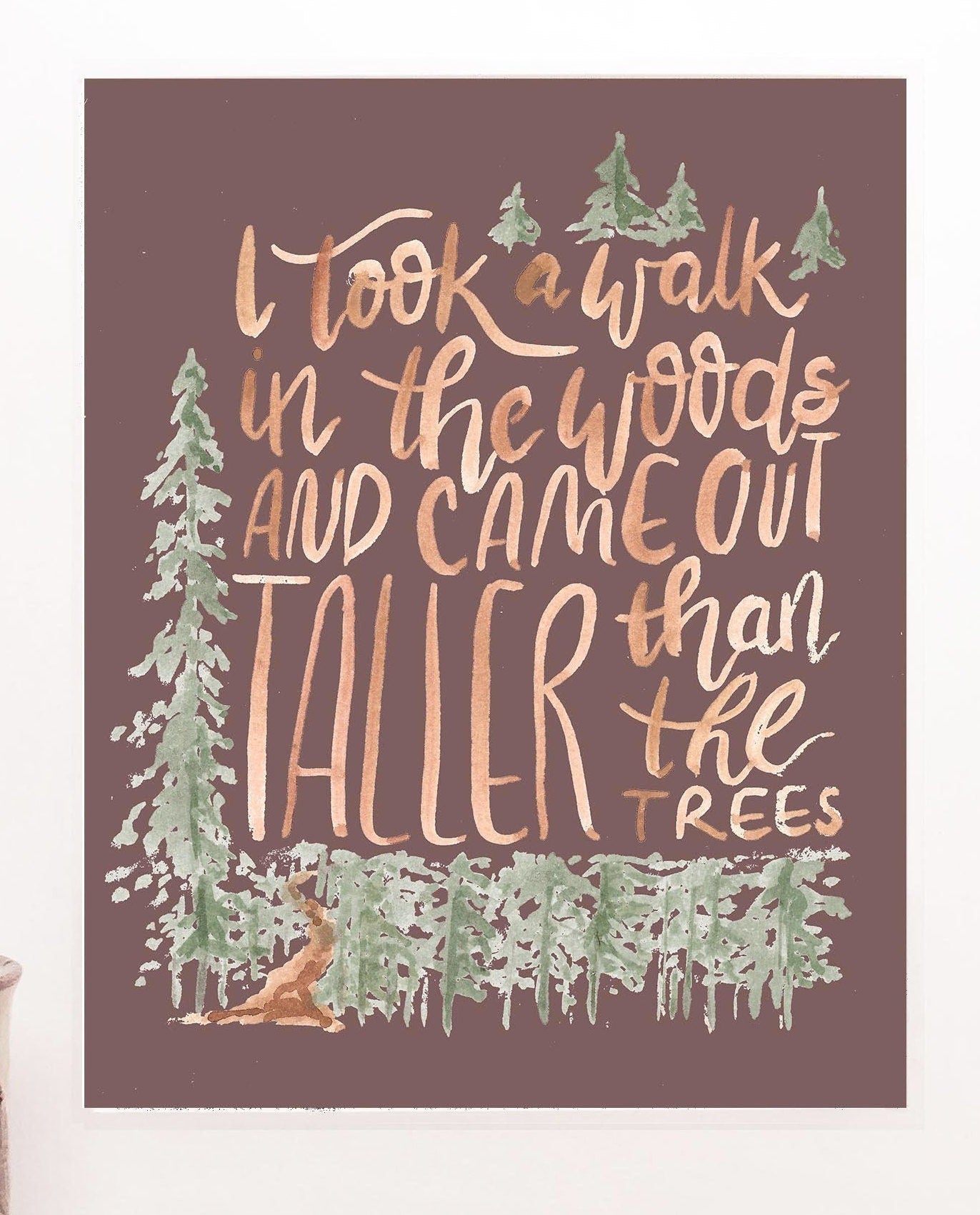 I Took a Walk in the Woods | Henry David Thoreau literary quote | Naturalist artwork for kids room