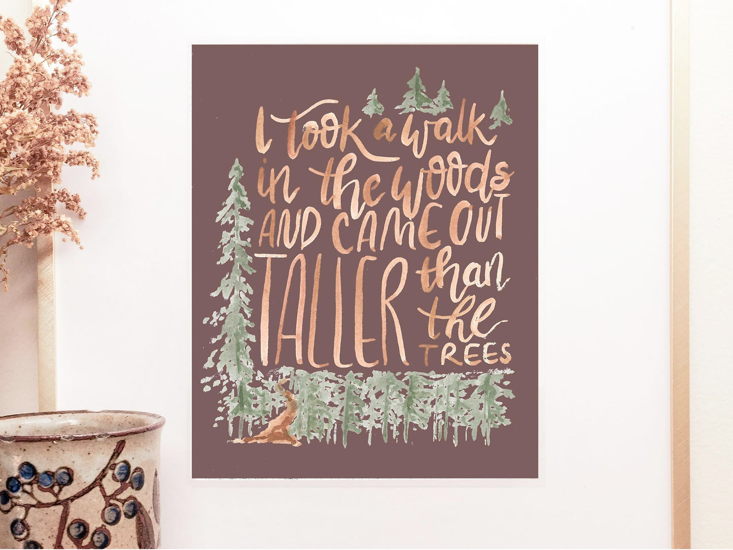 I Took a Walk in the Woods | Henry David Thoreau literary quote | Naturalist artwork for kids room