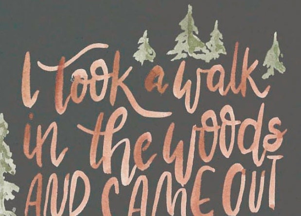 I Took a Walk in the Woods | Henry David Thoreau literary quote | Naturalist artwork for kids room