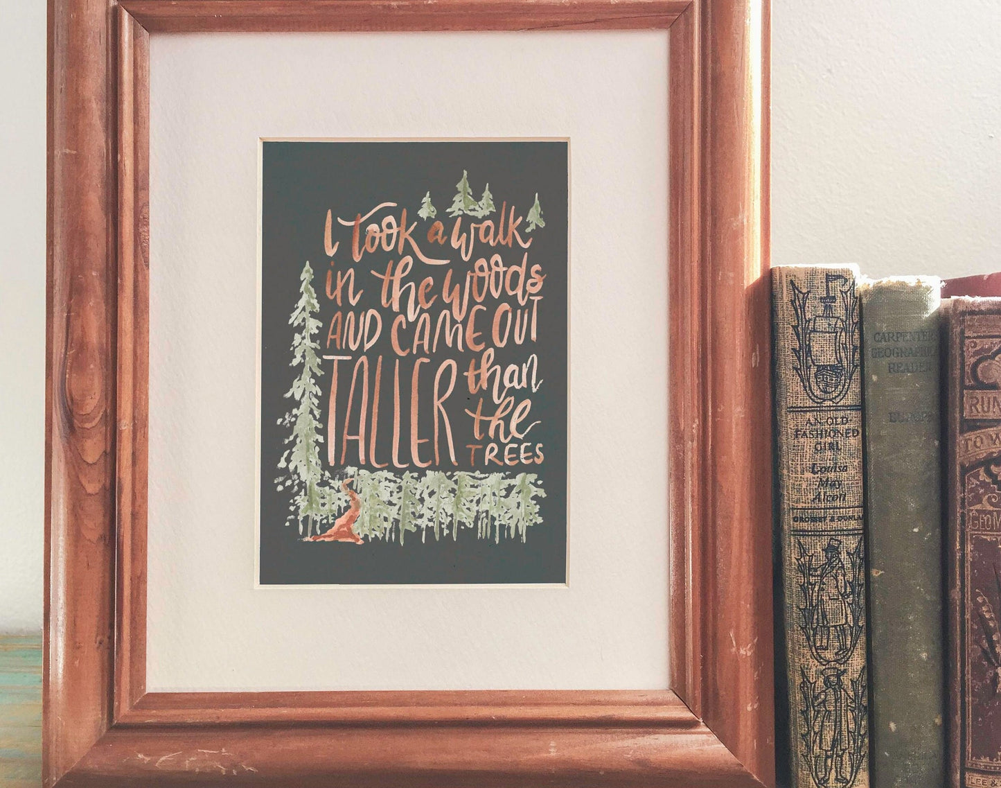 I Took a Walk in the Woods | Henry David Thoreau literary quote | Naturalist artwork for kids room