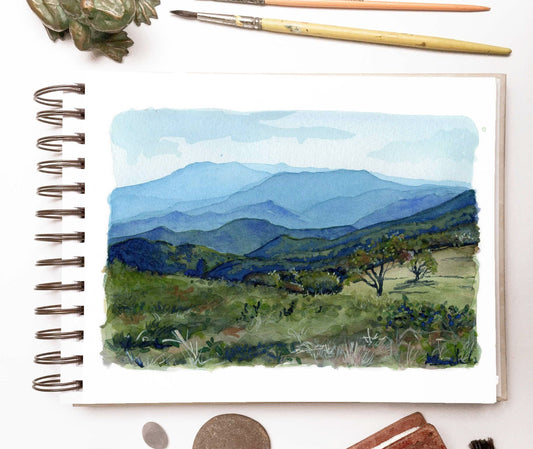 Roan Mountain watercolor print | Tennessee landscape painting | Hiking wall art