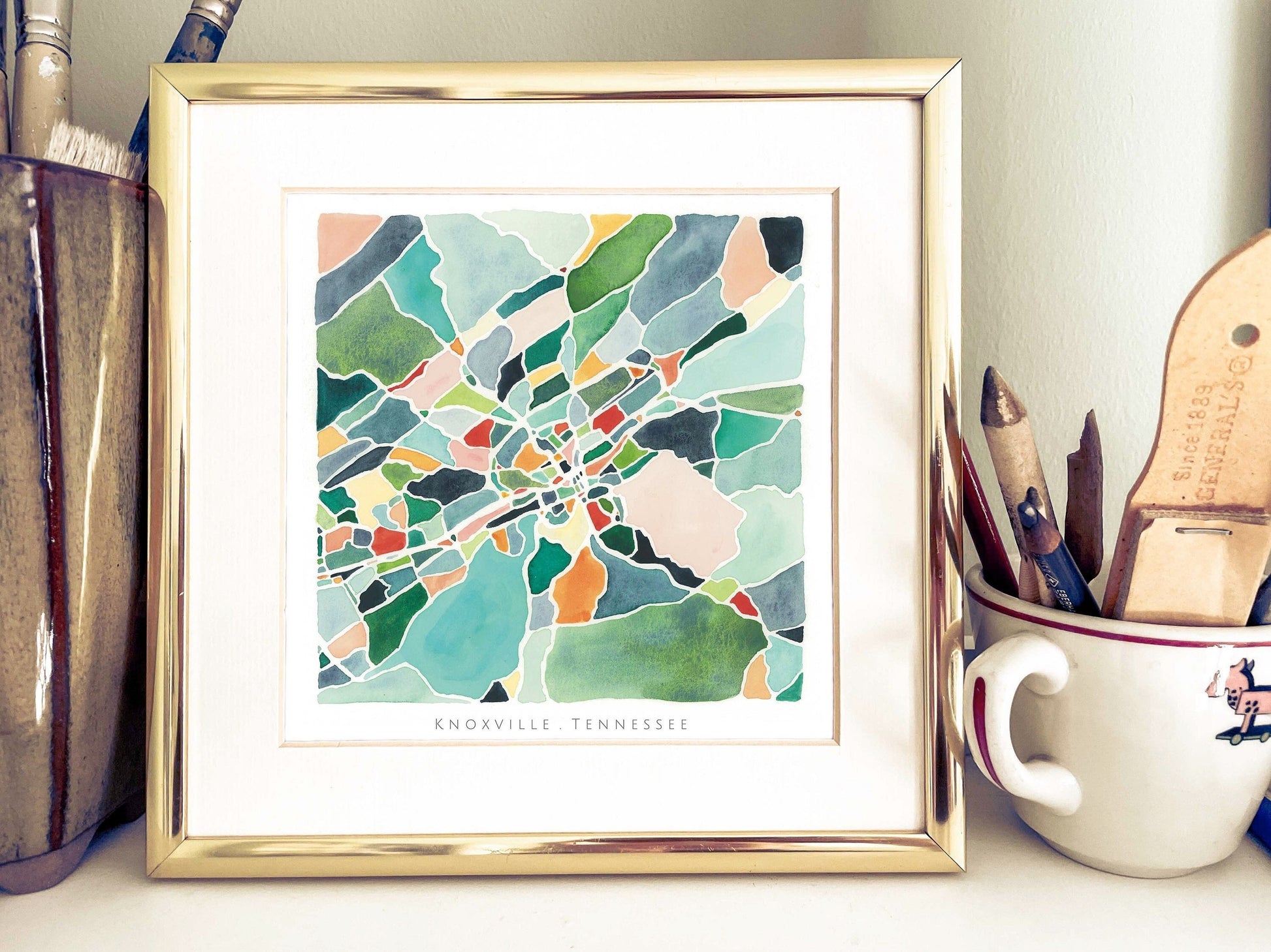 Knoxville, TN map | Tennessee watercolor painting | Housewarming gift