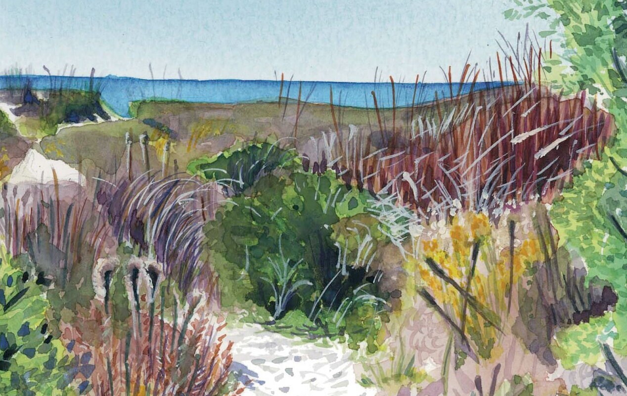 South Carolina Coastline Watercolor Print | Island & Beach Artwork | Coastal Dunes Landscape Decor