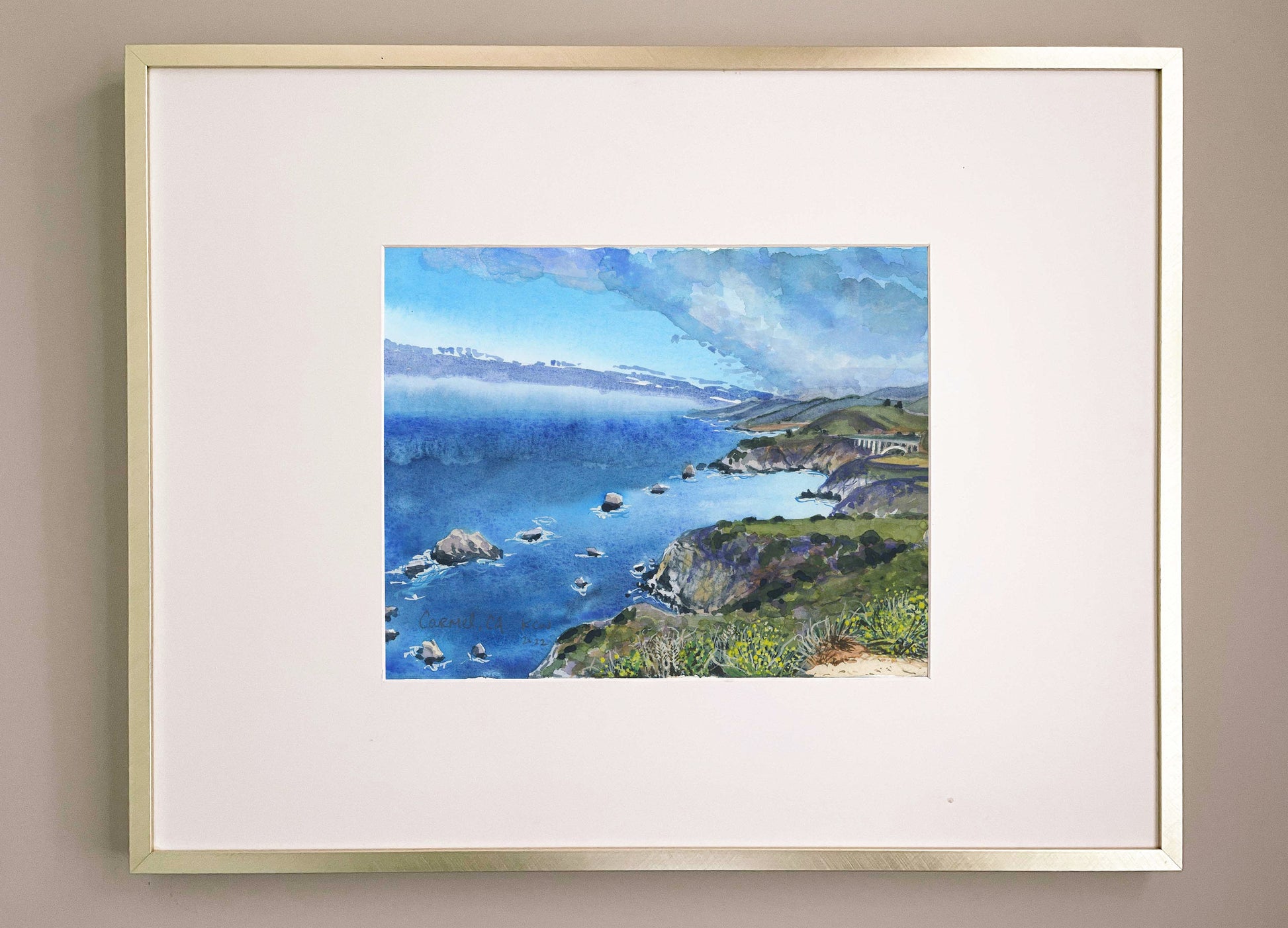 Pacific Coast watercolor print | California landscape painting | Coastal art