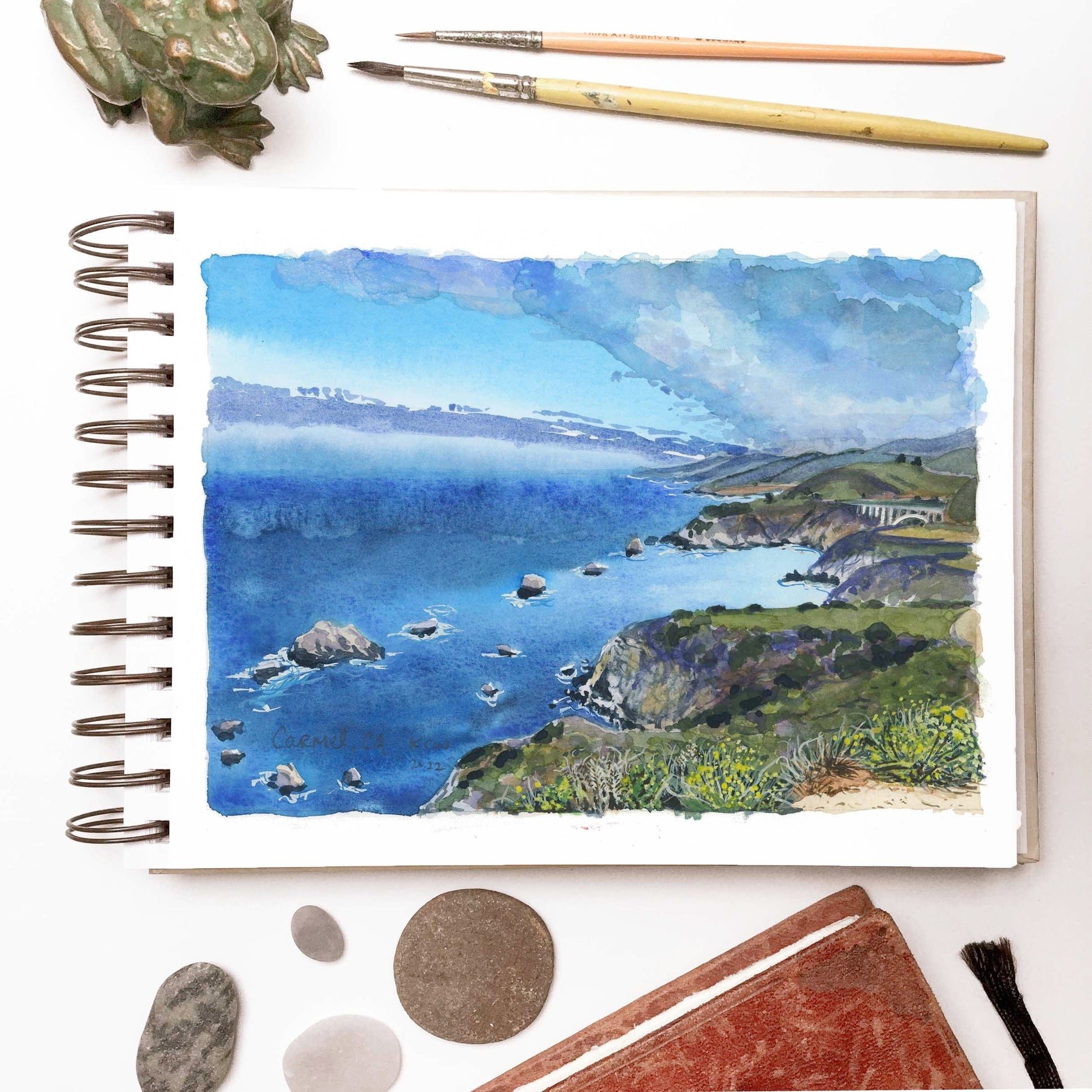 Pacific Coast watercolor print | California landscape painting | Coastal art