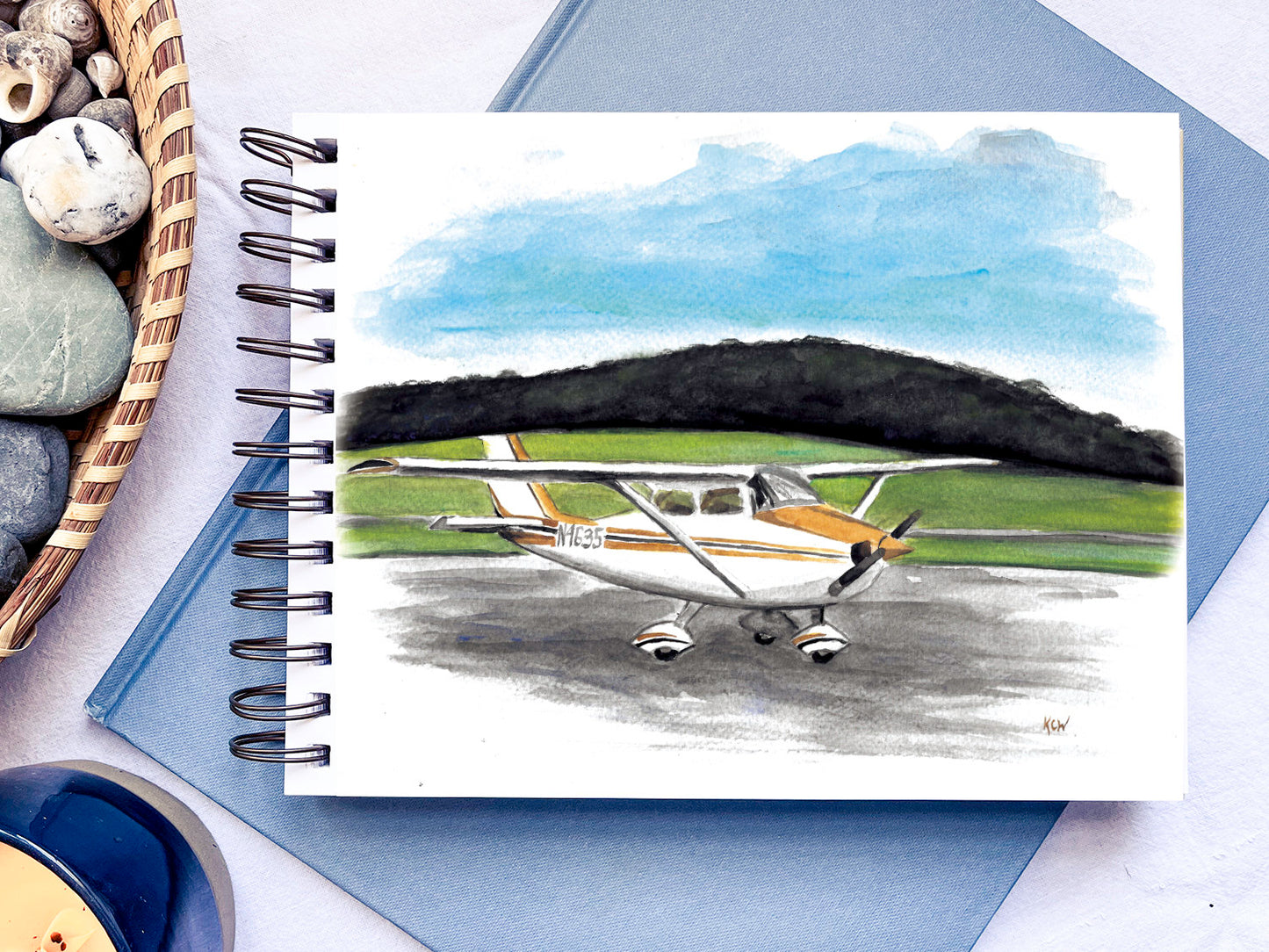 Cessna Airplane watercolor print. Air & space illustrated picture. Flight home decor. Painted wall art for toddler boy room