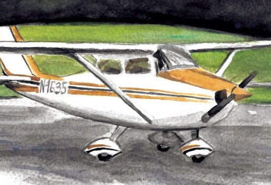 Cessna Airplane watercolor print. Air & space illustrated picture. Flight home decor. Painted wall art for toddler boy room