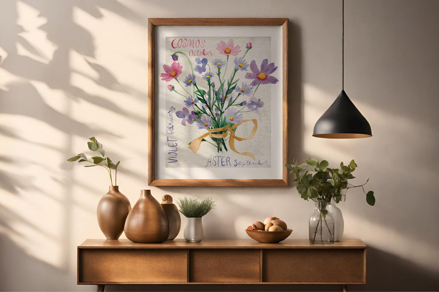 Bespoke Birth Flower Bouquet tied with a Ribbon | Grandma's Garden Watercolor Print | Unique Mother’s Day Floral Arrangement