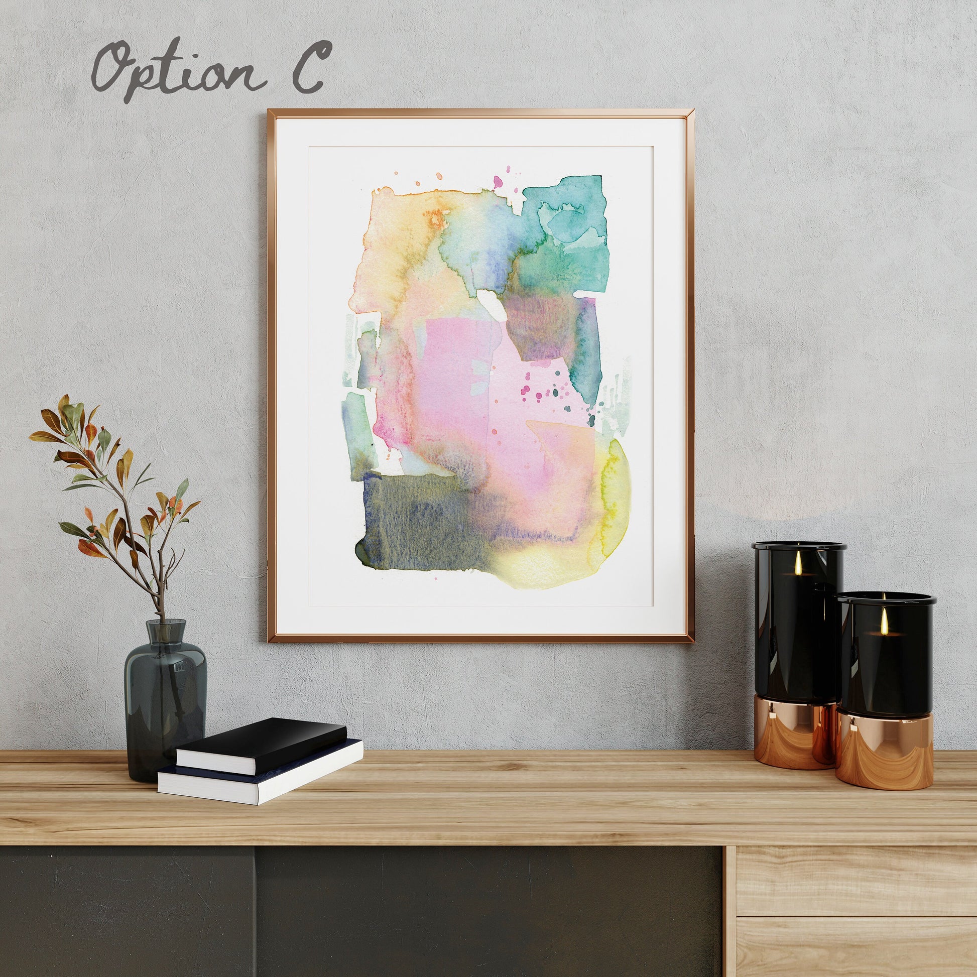 Modern abstract watercolor print | Traditional Home Decor | Colorful Wall Art