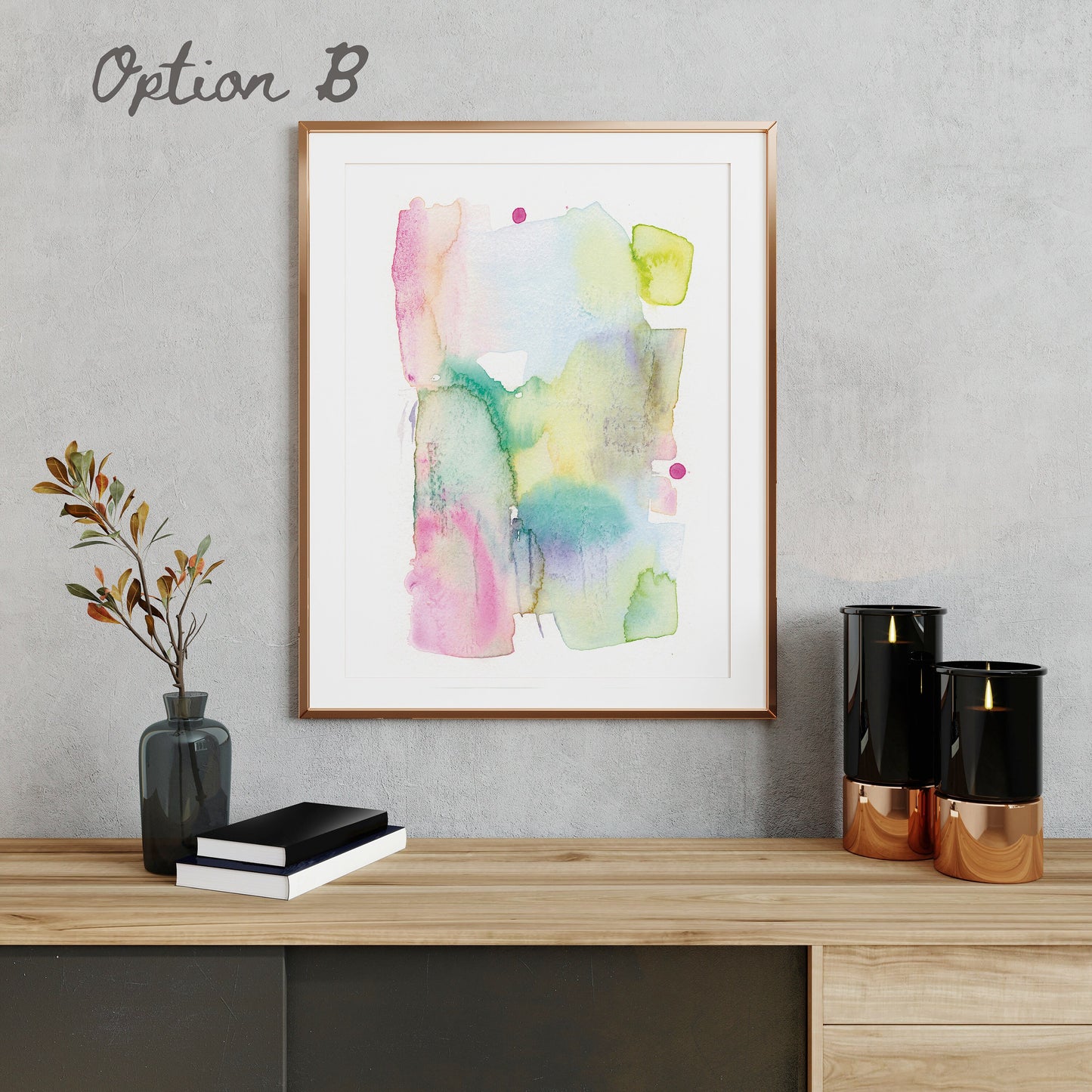 Modern abstract watercolor print | Traditional Home Decor | Colorful Wall Art