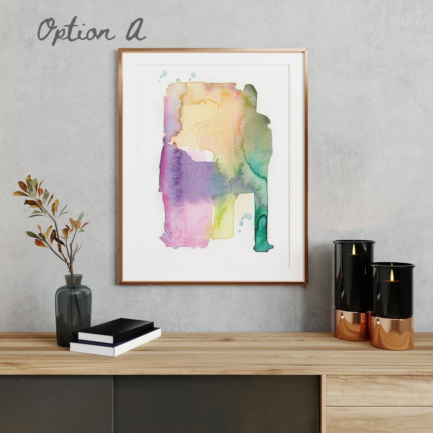 Modern abstract watercolor print | Traditional Home Decor | Colorful Wall Art