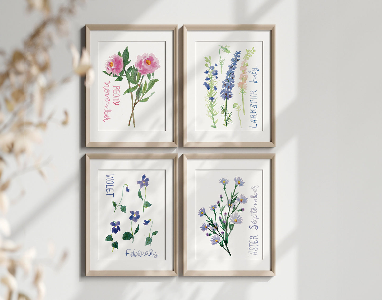 Cosmos birth flower simple watercolor print | October birthday month art | Mother's Day gift for her