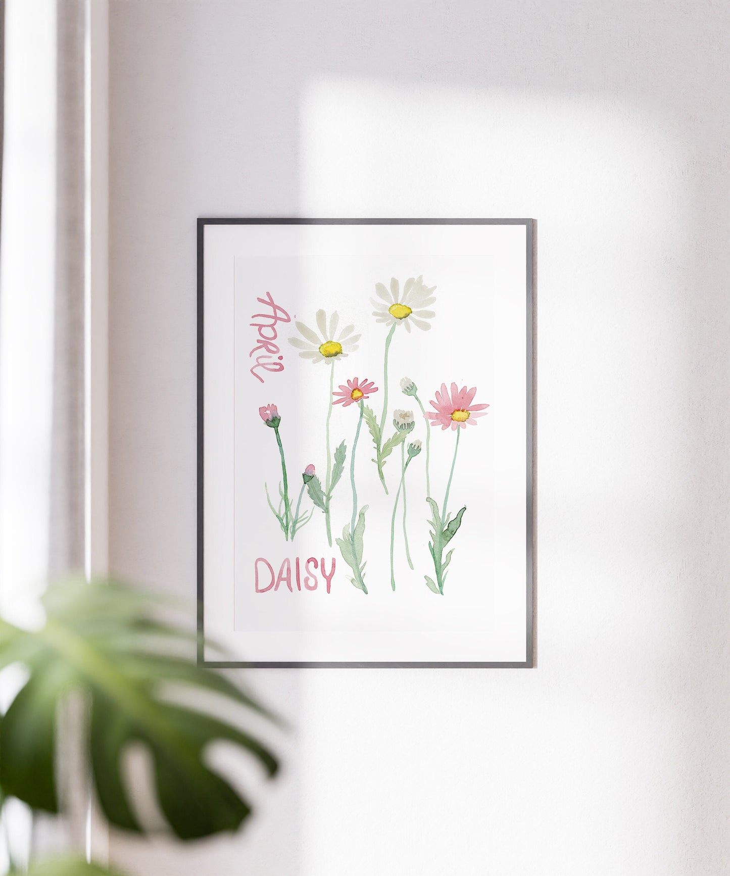 Daisy birth flower simple watercolor painting | April birthday wall art | Mother's Day gift for her