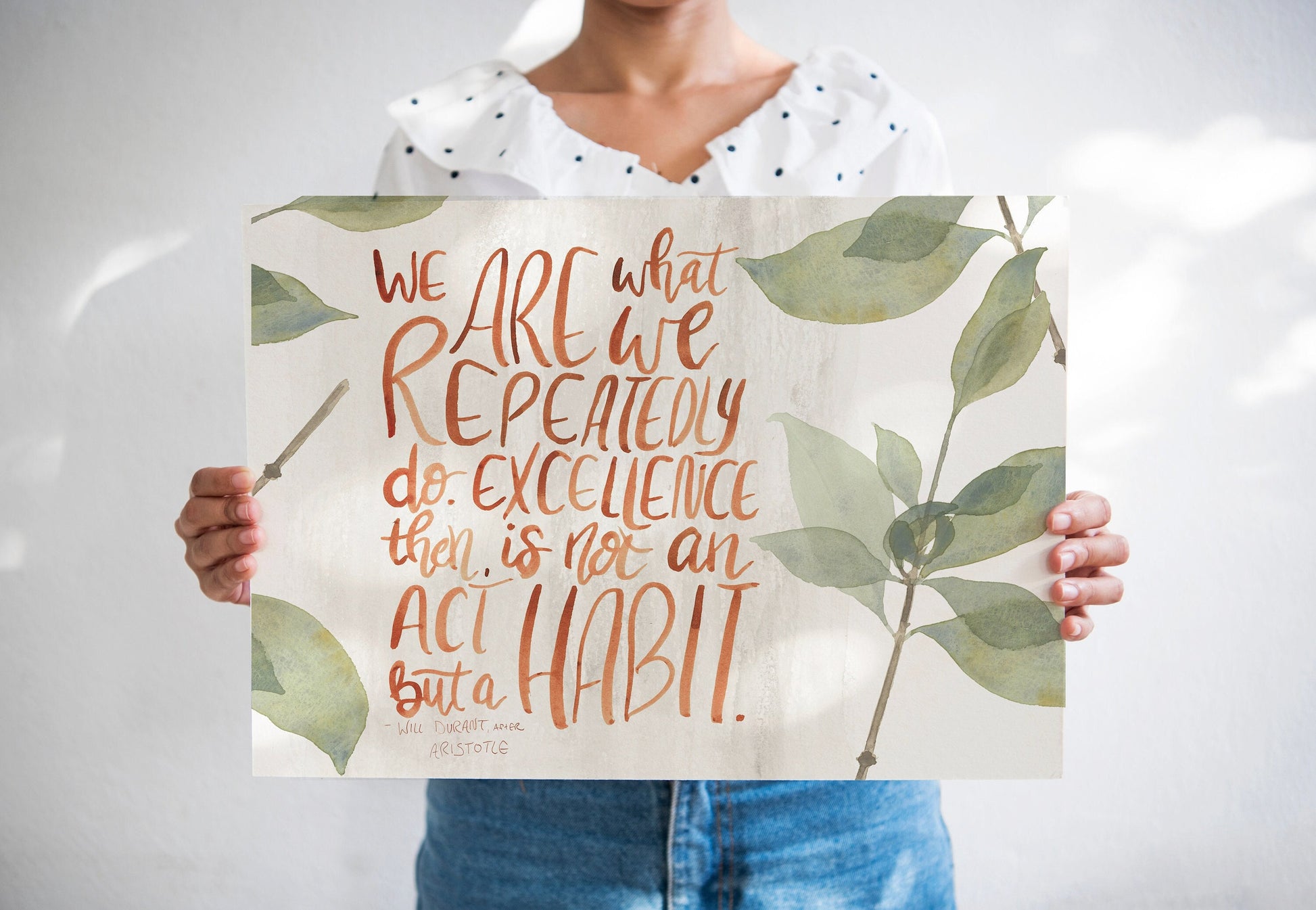 Aristotle Quote Painting | Habits & Excellence Inspirational Saying | Classroom Poster