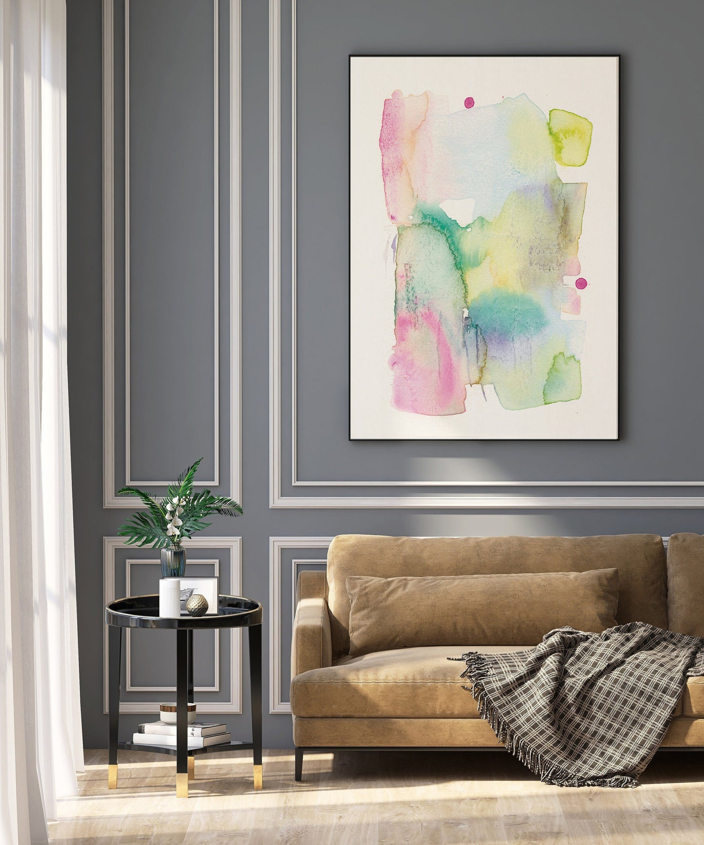 Modern abstract watercolor print | Traditional Home Decor | Colorful Wall Art